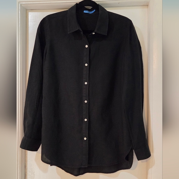 Women's J. McLaughlin Black Britt Linen Blouse, Size L - Picture 2 of 13